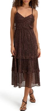 Kensie Shimmer Tiered Midi Dress