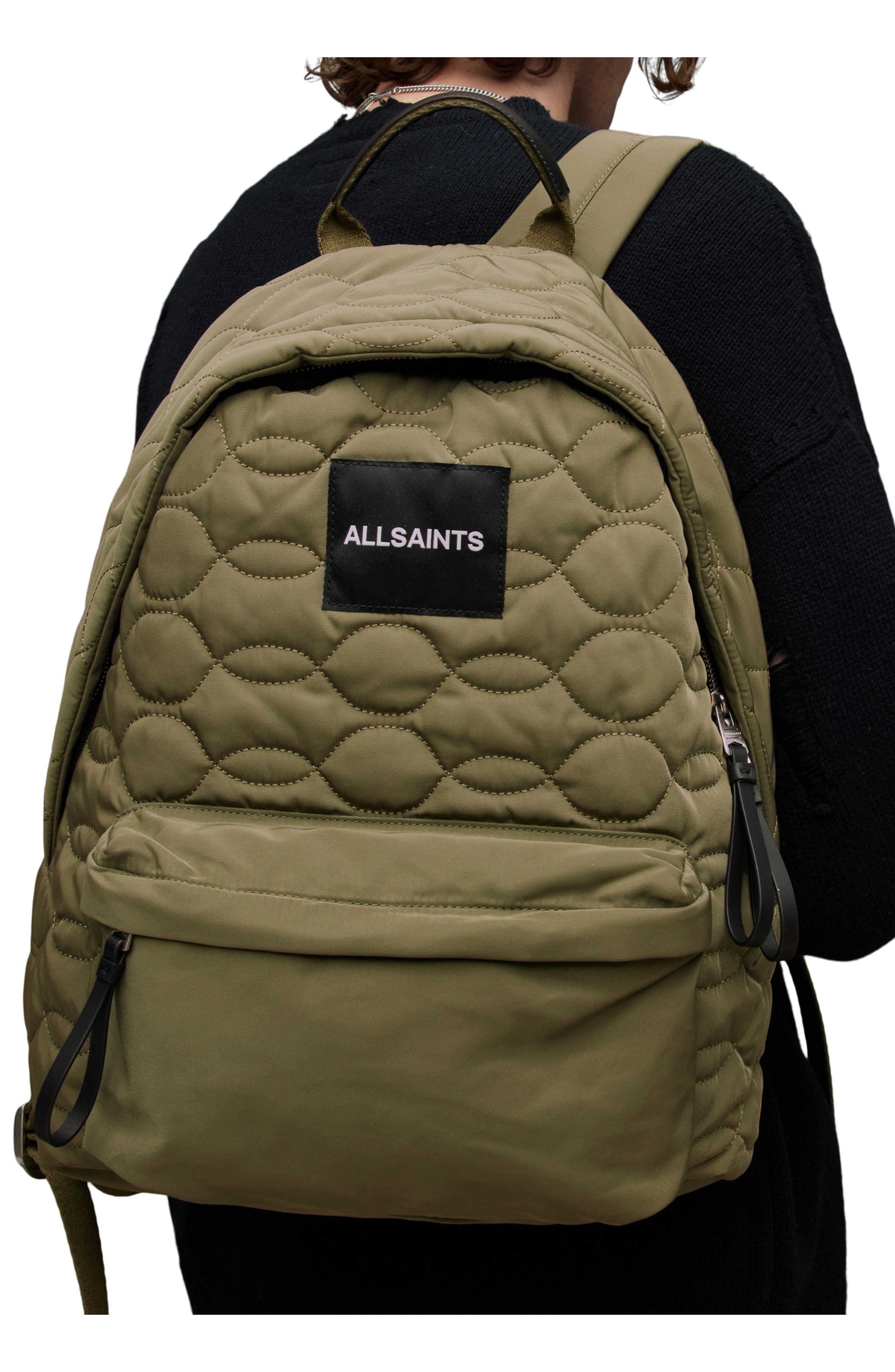 AllSaints Carabiner Quilt Recycled Nylon Backpack, Alternate, color, 