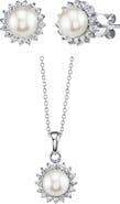 The Pearl Source White Freshwater Cultured Pearl & Cubic Zirconia Ariela Jewelry Set