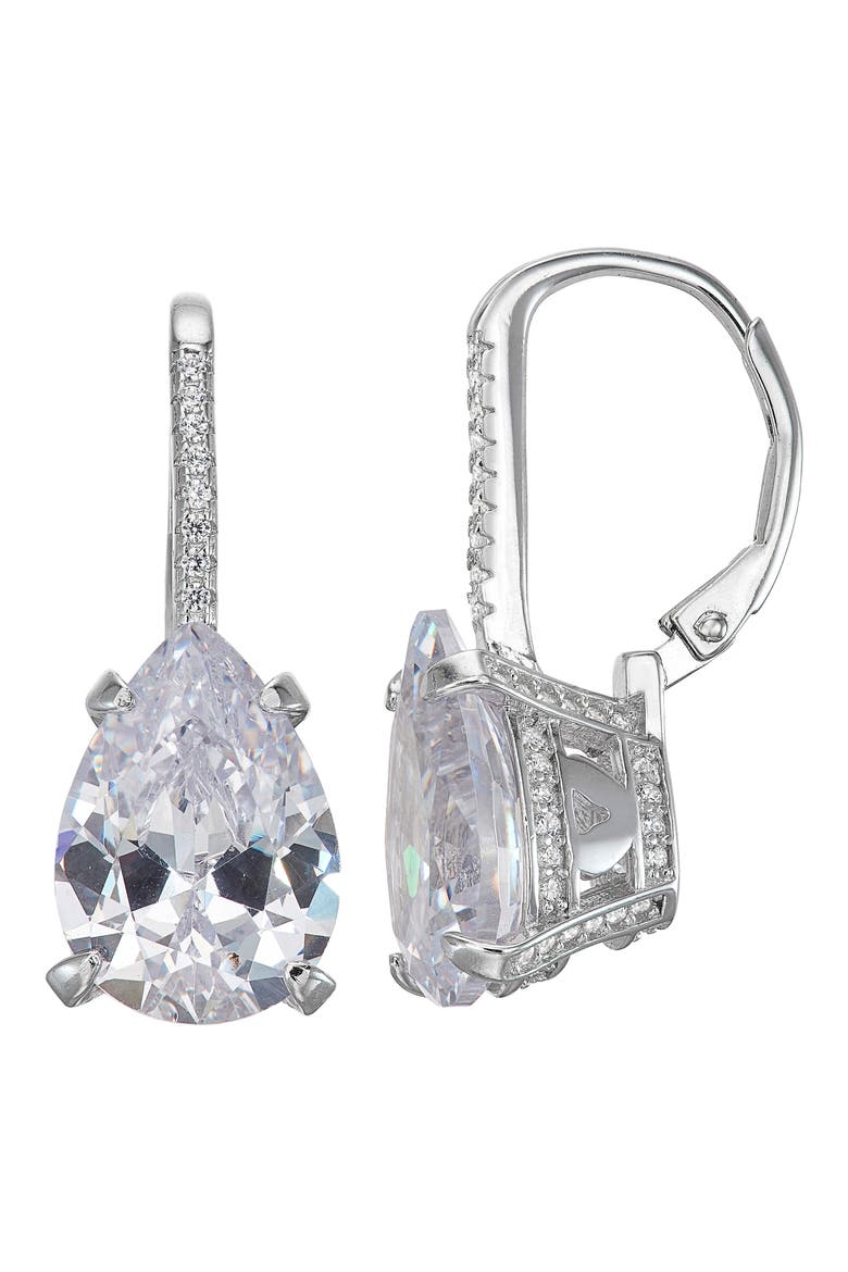 Simulated Stone Drop Earrings, Main, color, WHITE