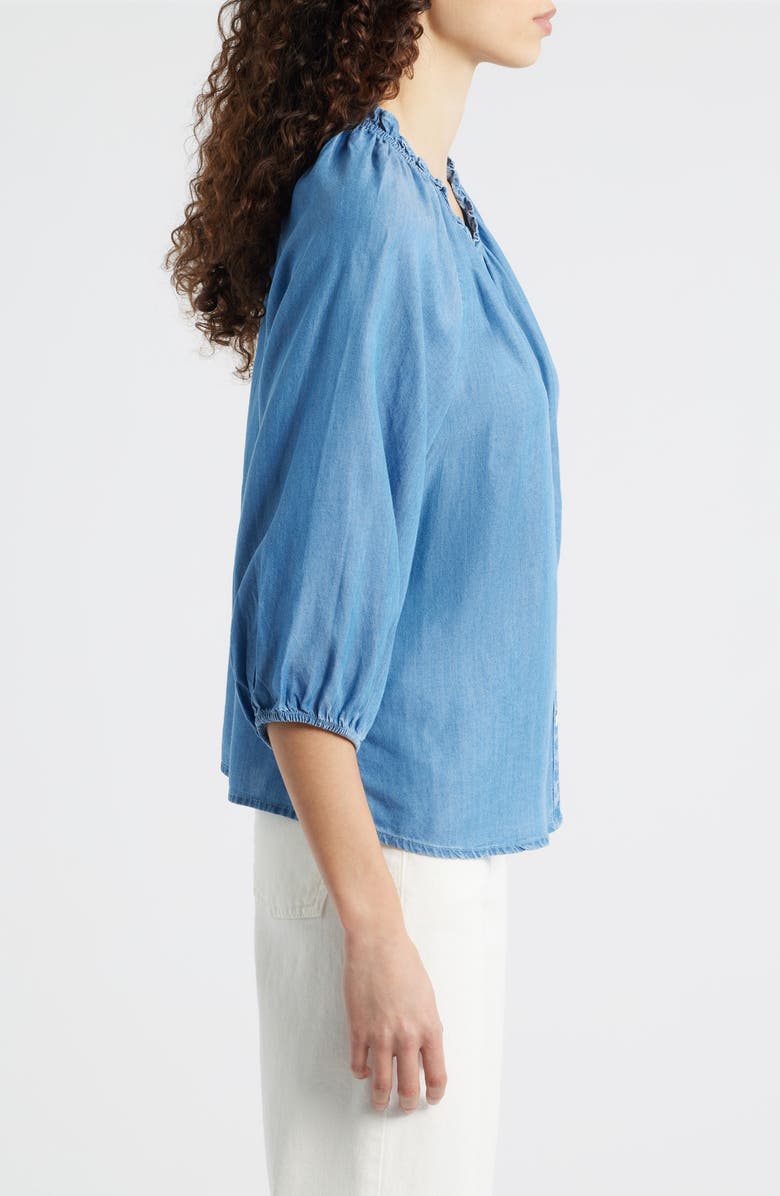 beachlunchlounge Winslow Chambray Peasant Top, Alternate, color, Peasant Style Snap