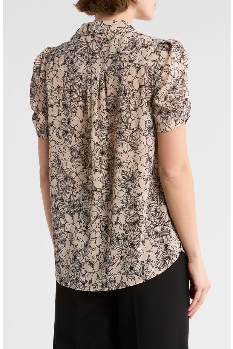 Patterned Pinch Sleeve Button-Up Shirt, Alternate, color, BLUSH TEXTURED FLORAL