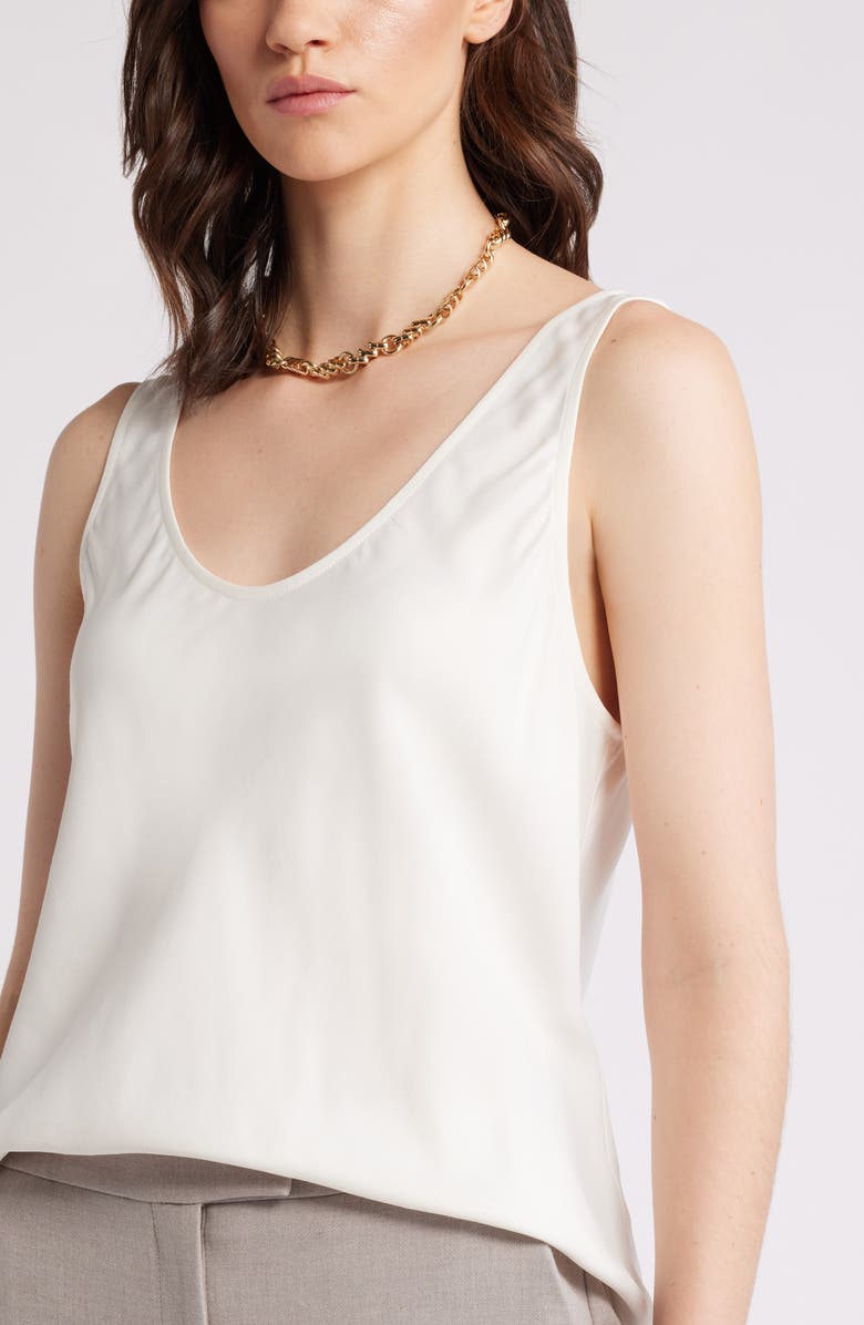 Nordstrom Satin Scoop Neck Tank, Alternate, color, Ivory Pristine