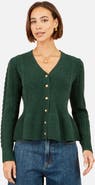 Yumi Cable Knit Peplum Cardigan
