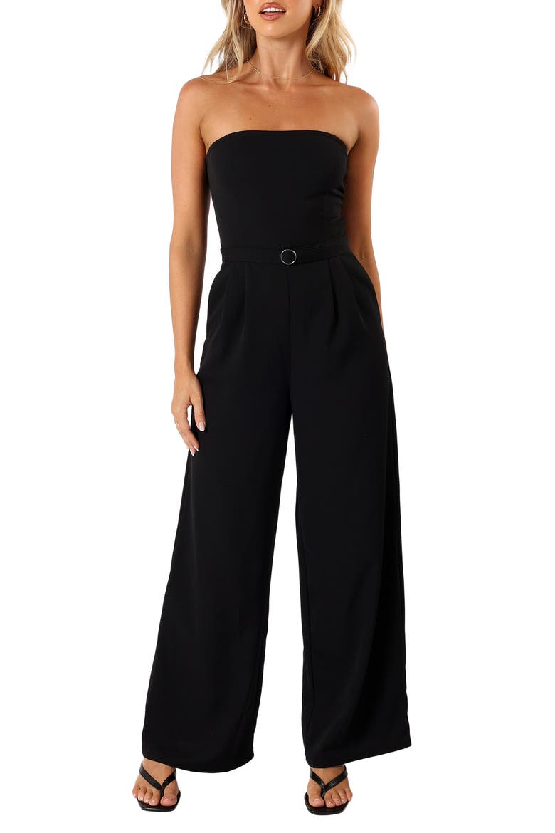 Hansen Strapless Wide Leg Jumpsuit, Main, color, BLACK