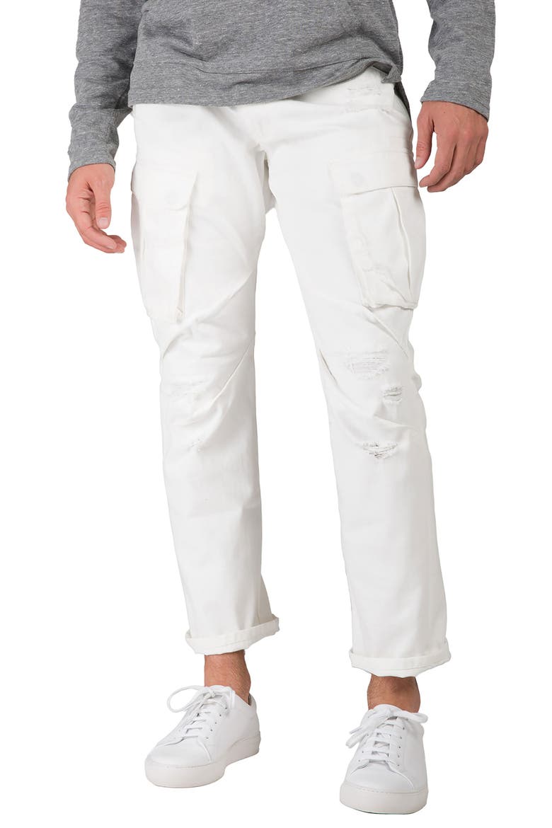 Distressed Slim Straight Cargo Jeans, Main, color, SNOWMAN