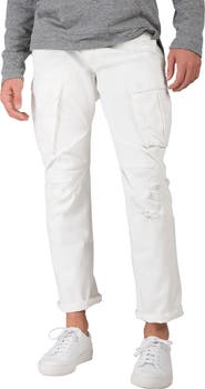 LEVEL 7 Distressed Slim Straight Cargo Jeans