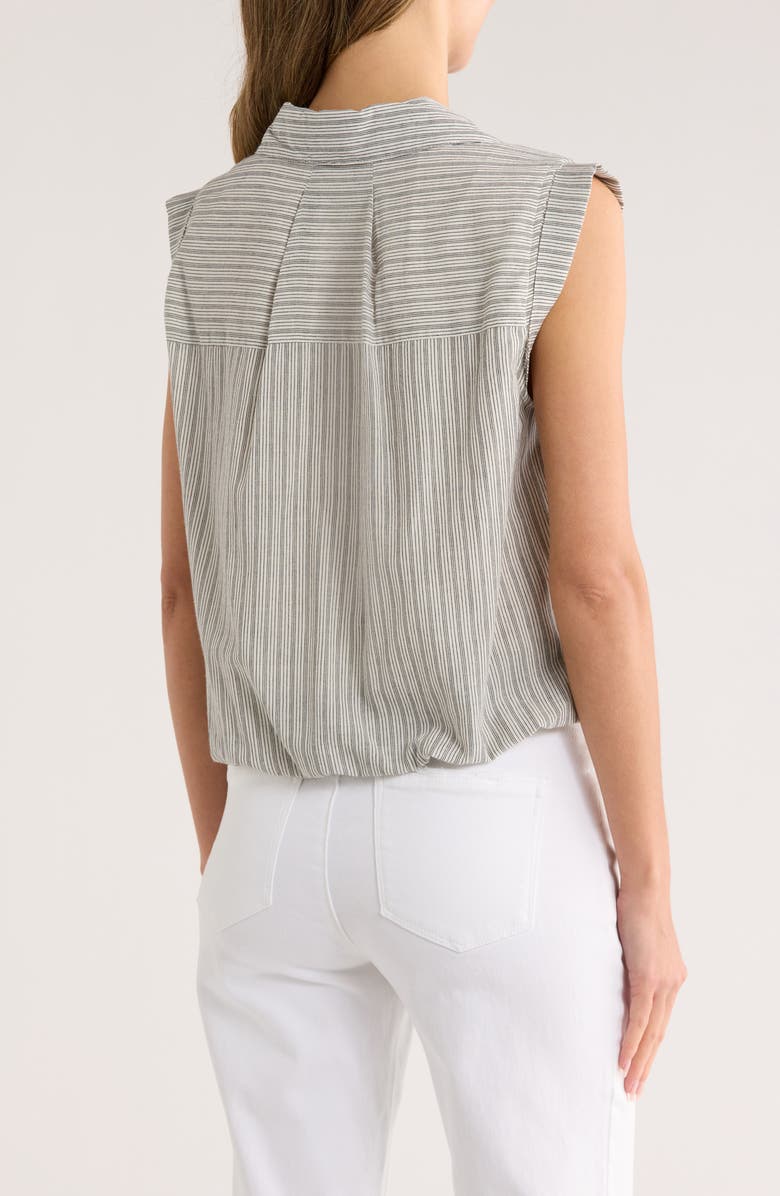 Democracy Sleeveless Bubble Hem Button-Up Shirt, Alternate, color, Black/ Off White