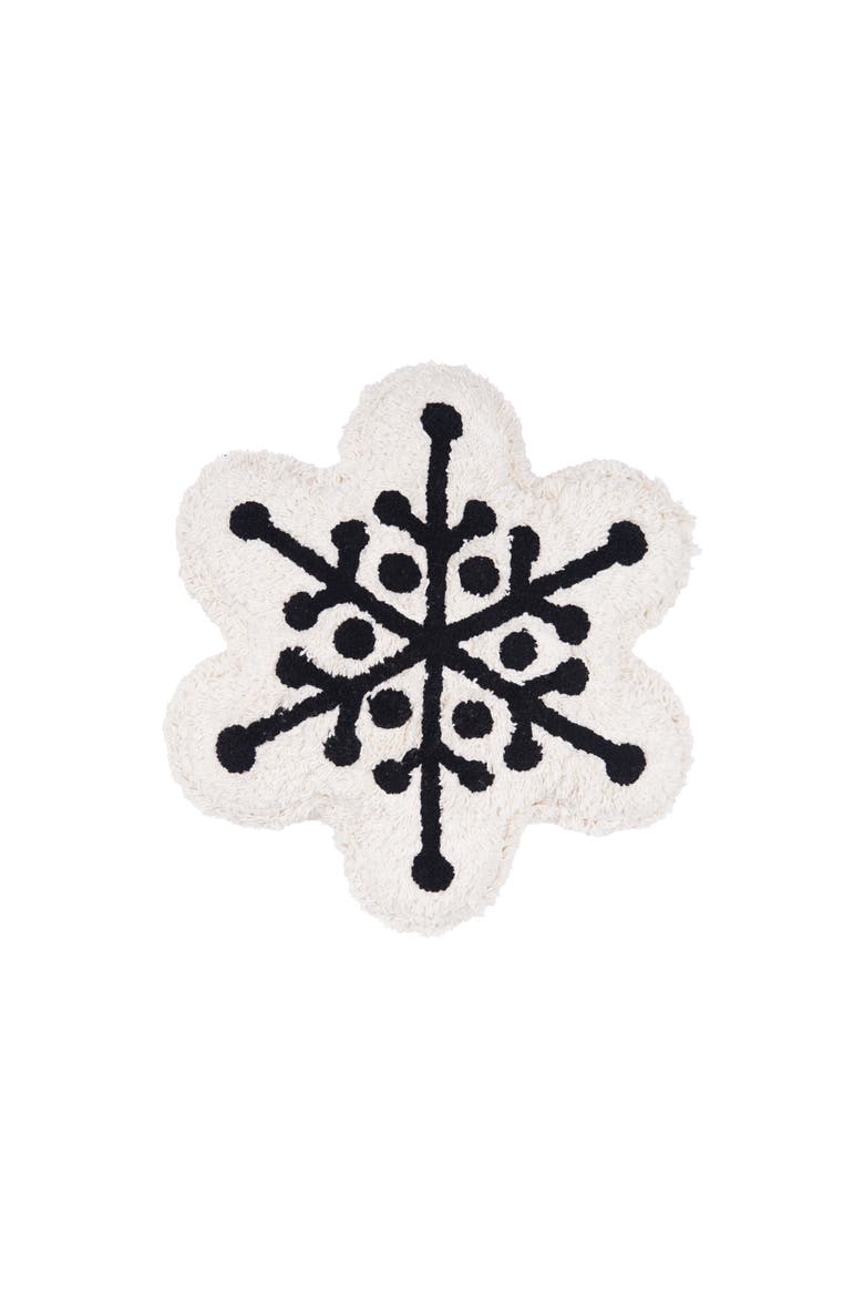Scarlett Snowflake Shaped Throw Pillow, Main, color, Black