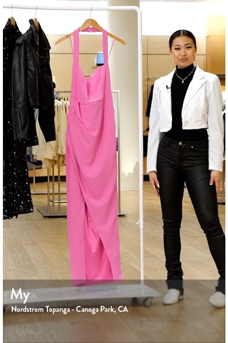 Halter Neck Stretch Satin Crepe Sheath Gown video