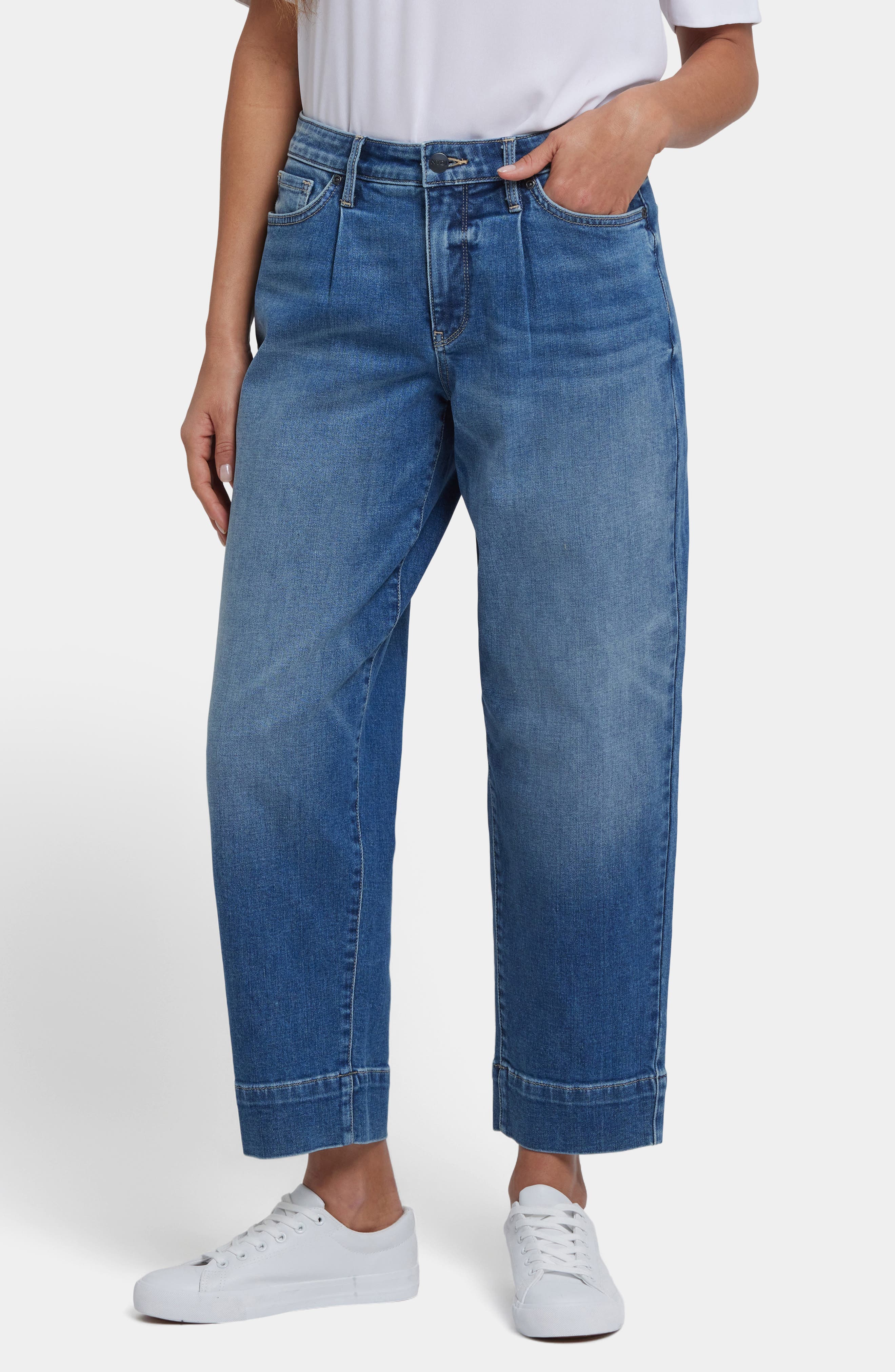 NYDJ Pleated High Waist Ankle Balloon Jeans
