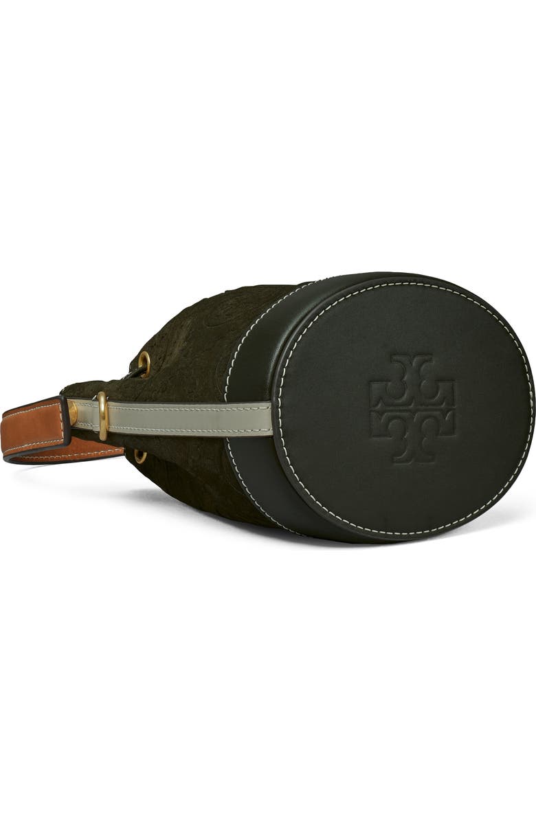 Tory Burch T Monogram Mini Embossed Suede Bucket Bag, Alternate, color,