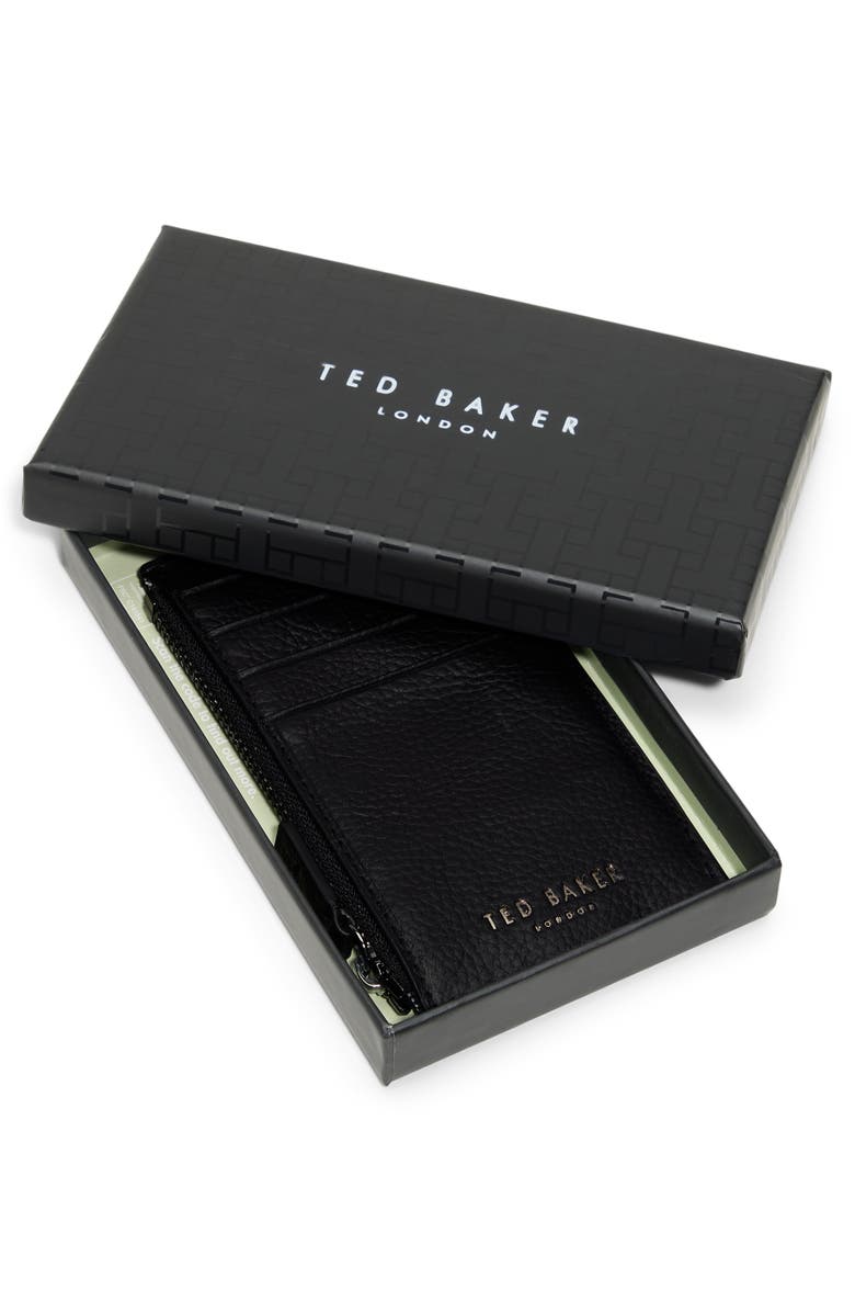 Ted Baker Slim Leather Cardholder, Alternate, color, Black