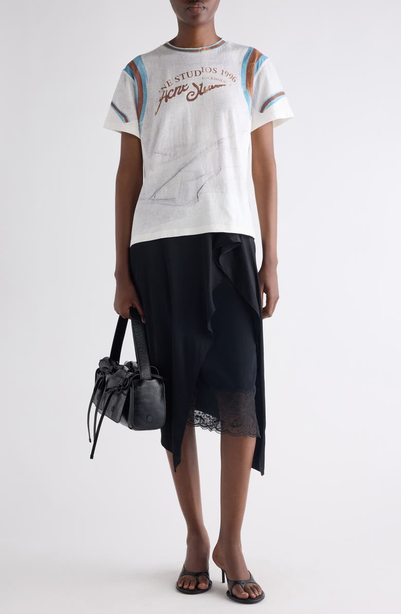 Acne Studios Trompe l'Oeil Logo Graphic T-Shirt, Alternate, color, White