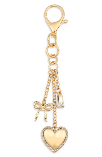 Leith Heart & Bow Bag Charm In Gold