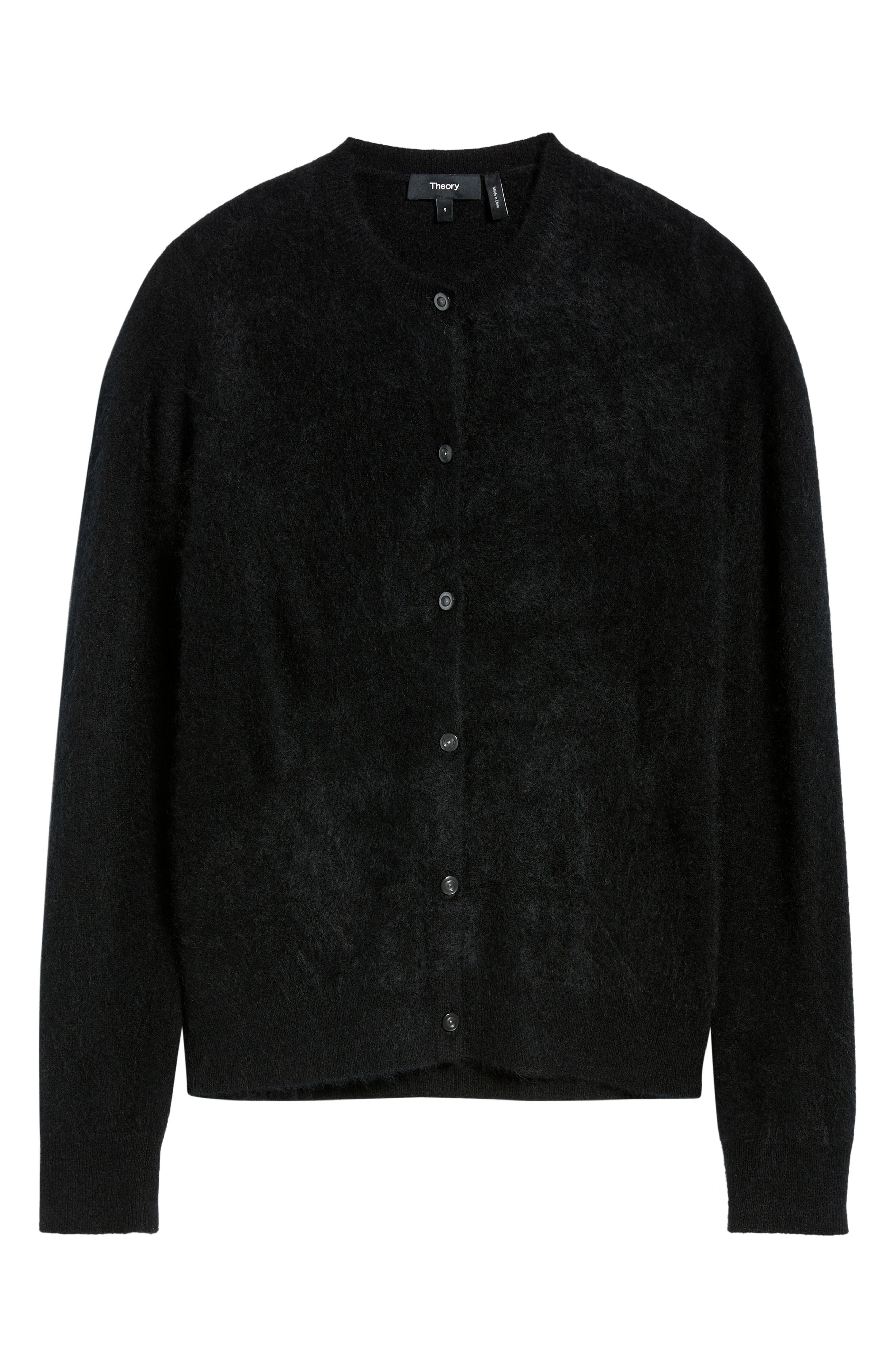 Theory Brushed Cashmere Cardigan In Black