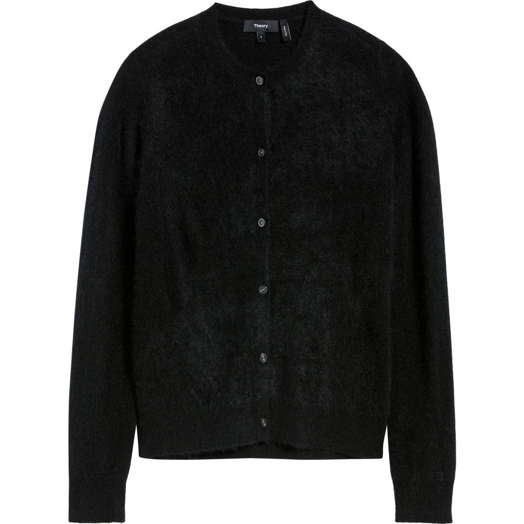 Theory Brushed Cashmere Cardigan In Black