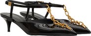 Balmain Sync chain kitten slingbacks in patent leather