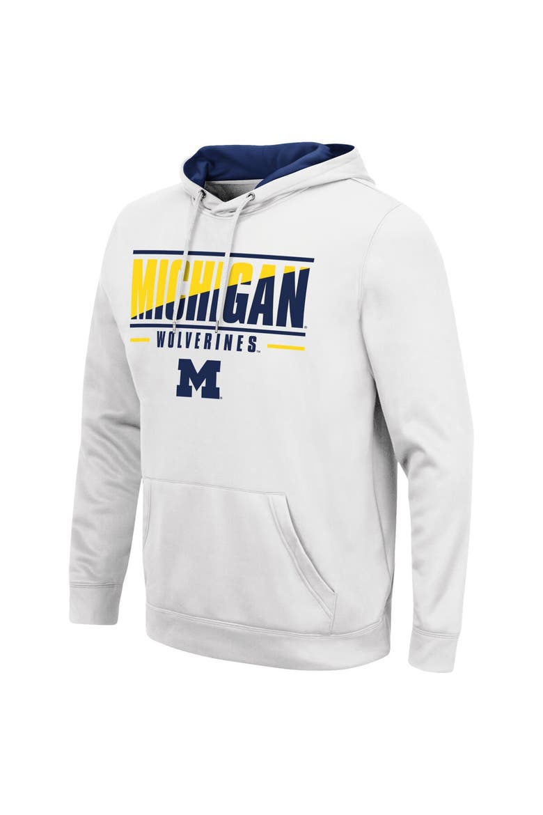 Men's Colosseum White Michigan Wolverines Slash Stack 2.0 Pullover Hoodie, Alternate, color, White