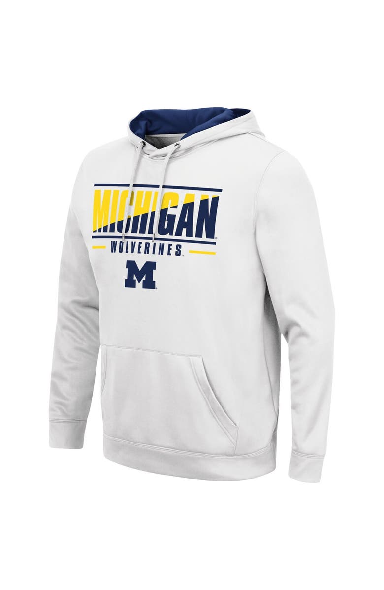 COLOSSEUM Men's Colosseum White Michigan Wolverines Slash Stack 2.0 Pullover Hoodie, Alternate, color, White