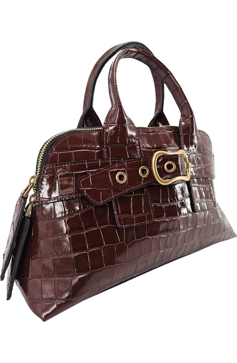 Madison Maison Moc Croc Leather Mini Tote Bag, Alternate, color, Mid Brown
