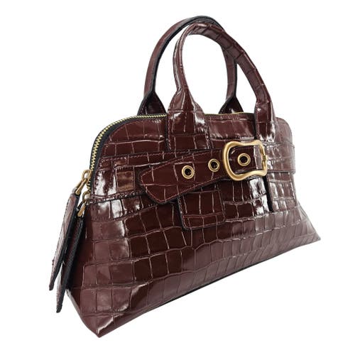 Madison Maison Moc Croc Leather Mini Tote Bag In Brown