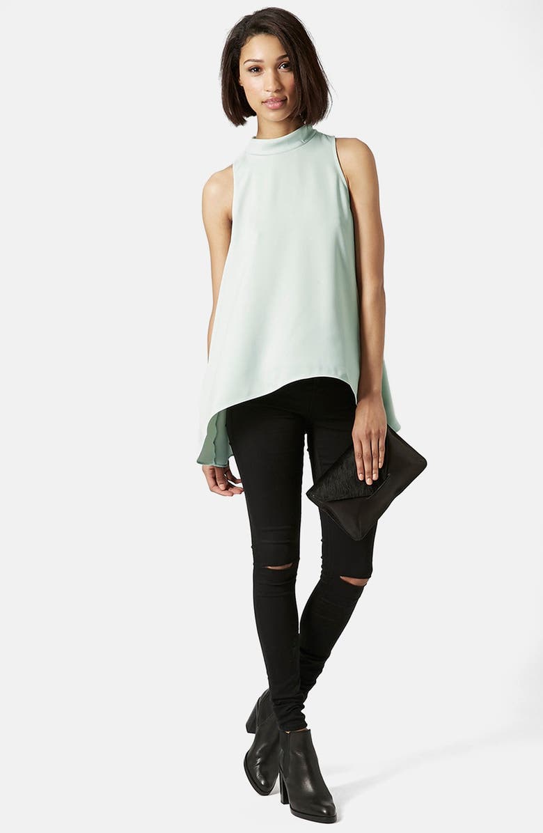 Topshop Roll Neck Sleeveless Top, Alternate, color,