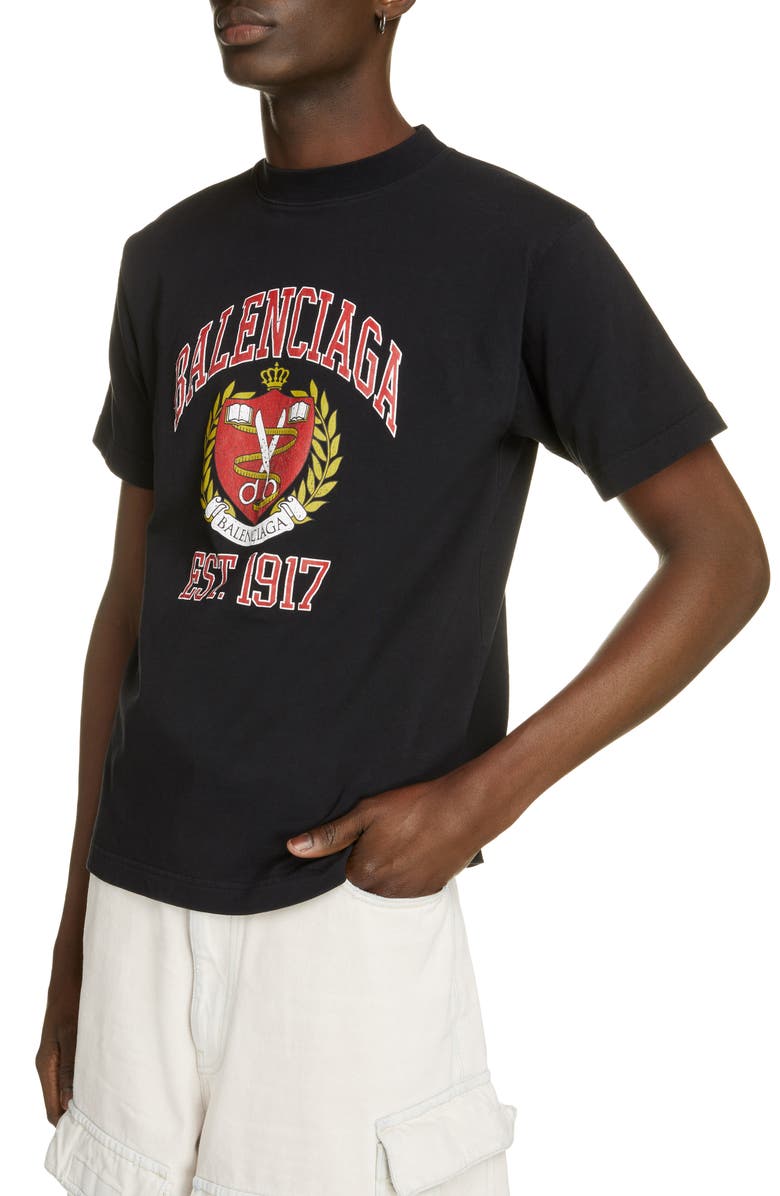 Balenciaga Small Fit College Graphic Tee, Alternate, color, 