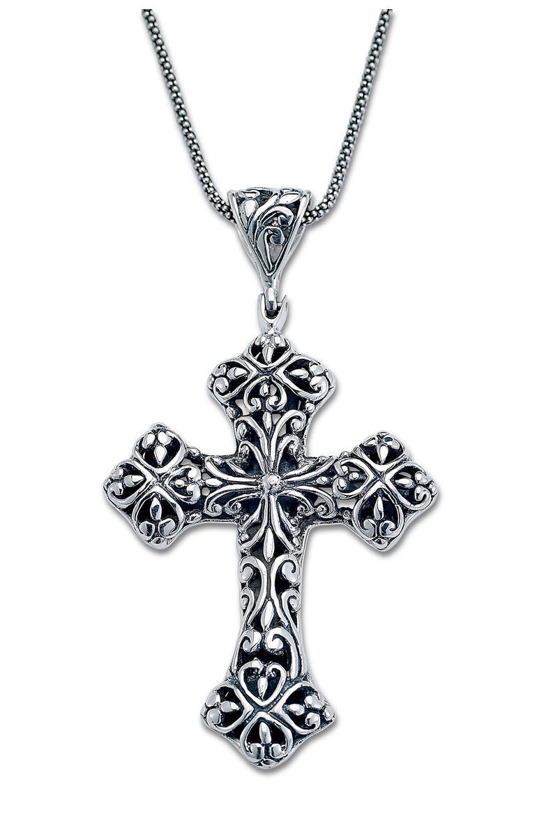 SAMUEL B. Sterling Silver Balinese Cross Pendant Necklace, Main, color, 