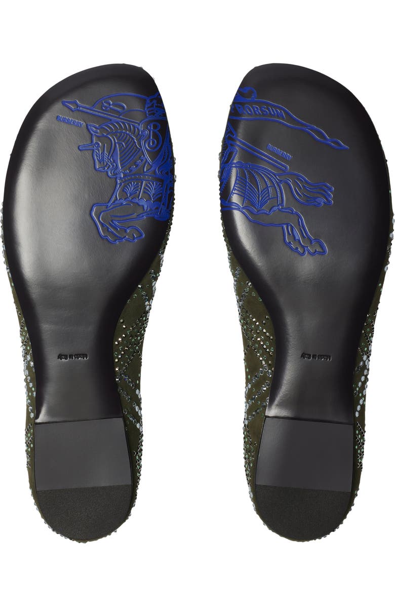 Burberry Crystal Check Suede Baby Ballerina, Alternate, color,