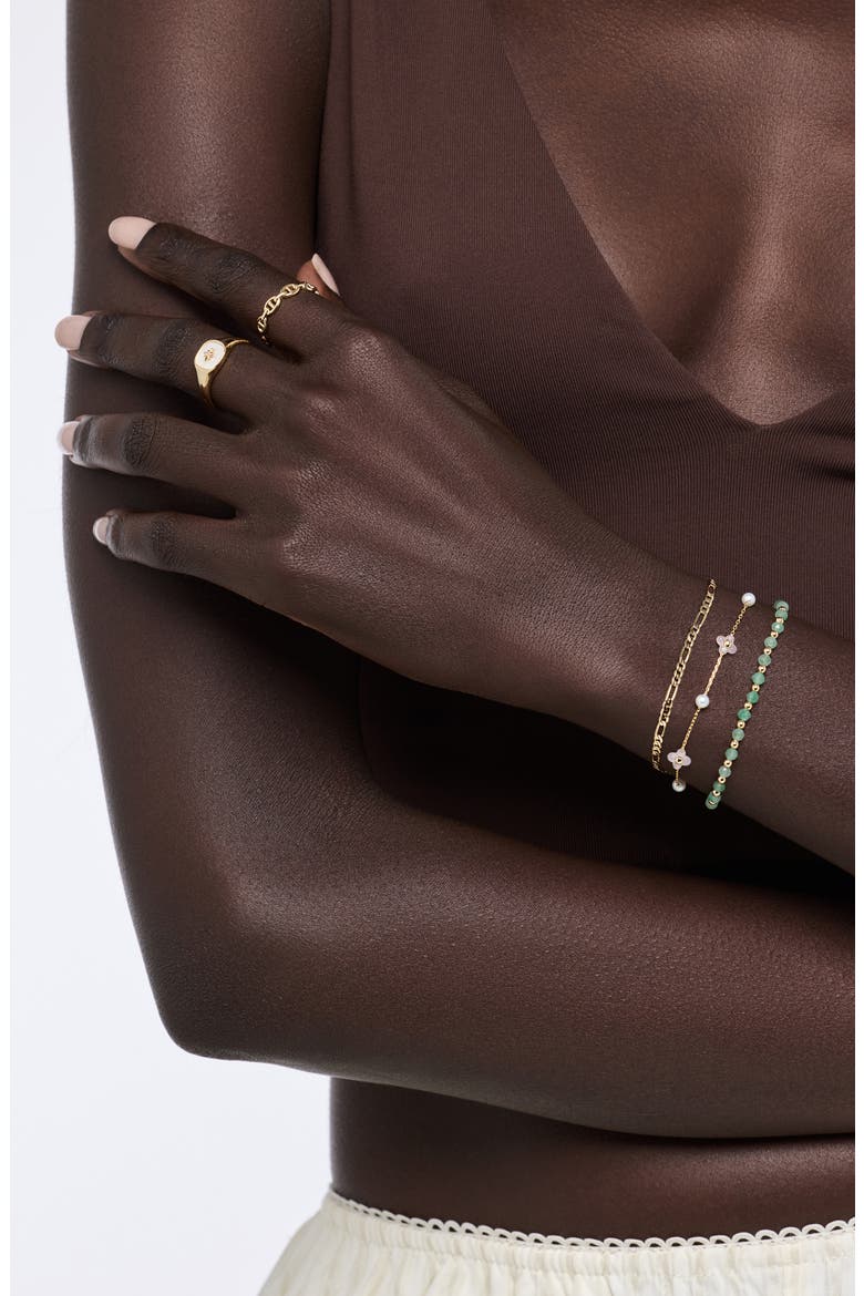 Hannah Rose Quartz & Pearl Station Bracelet, Alternate, color, GOLD / PINK