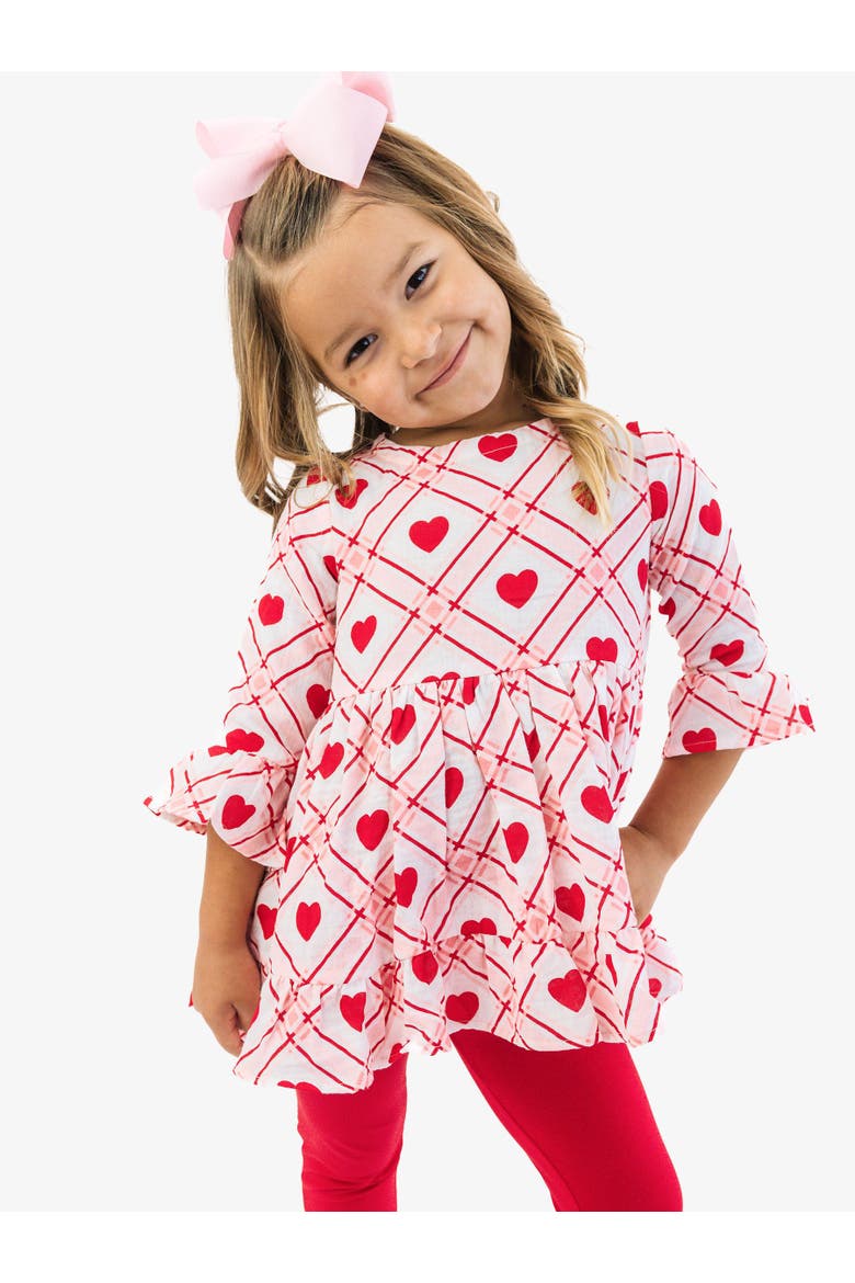 Cotton Gauze High Low Ruffle Tunic, Alternate, color, Pink Sweetheart Plaid