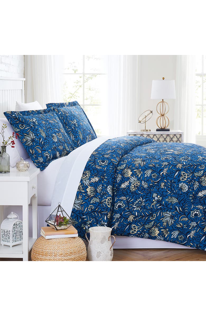 SOUTHSHORE FINE LINENS Blooming Blossoms Duvet Cover Set - Blue - Full/Queen, Main, color, Blue
