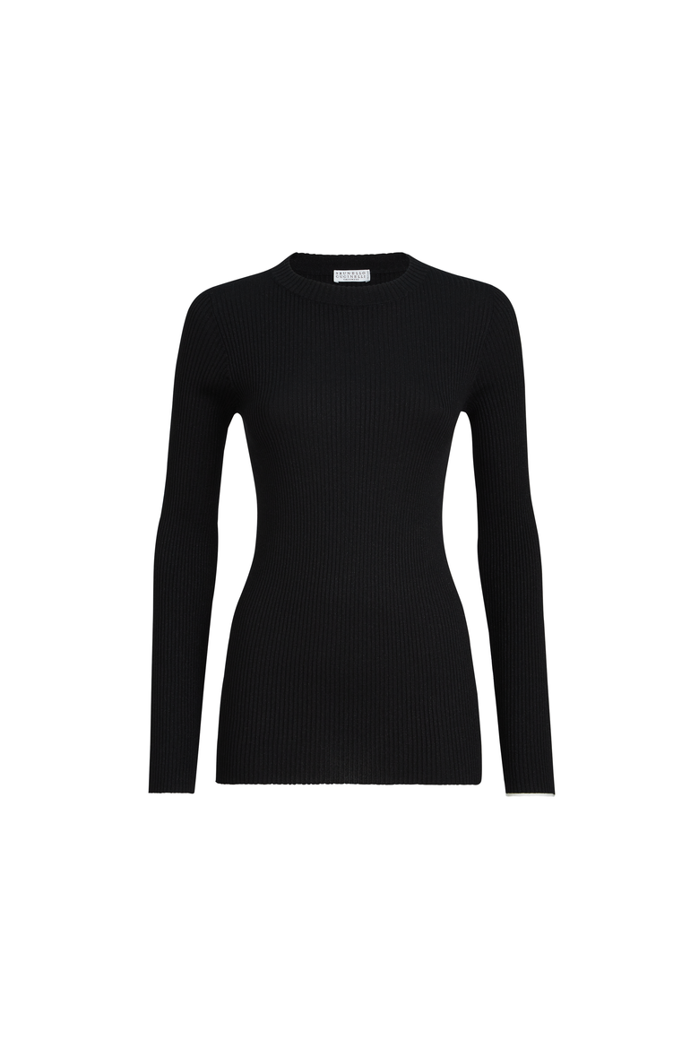 Cashmere and silk Sparkling sweater, Alternate, color, Black