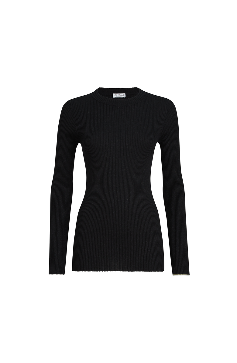 Brunello Cucinelli Cashmere and silk Sparkling sweater, Alternate, color, Black