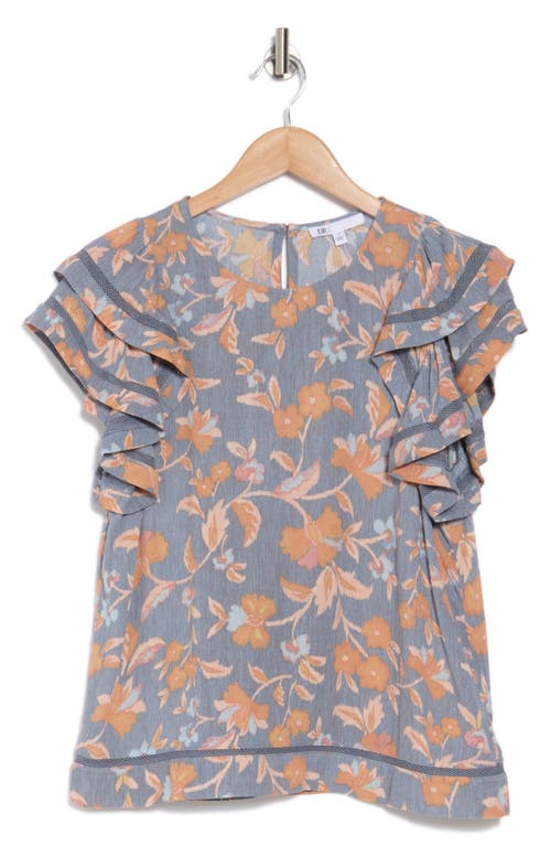 Daniel Rainn Mesh Inset Flutter Sleeve Top In Blue