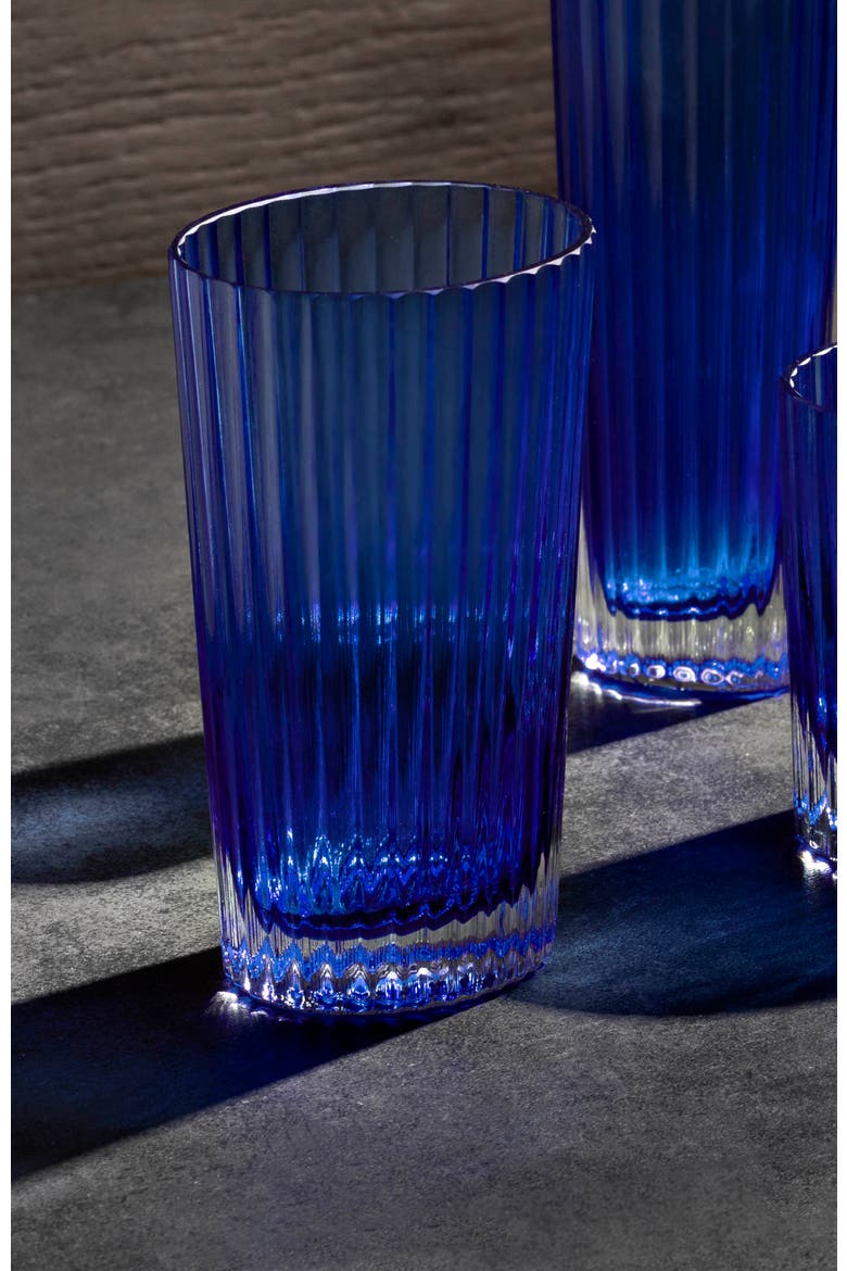 Water Glass NASTRI Set of 6  Blue 9.8 oz, H 4.75", Alternate, color, Blue