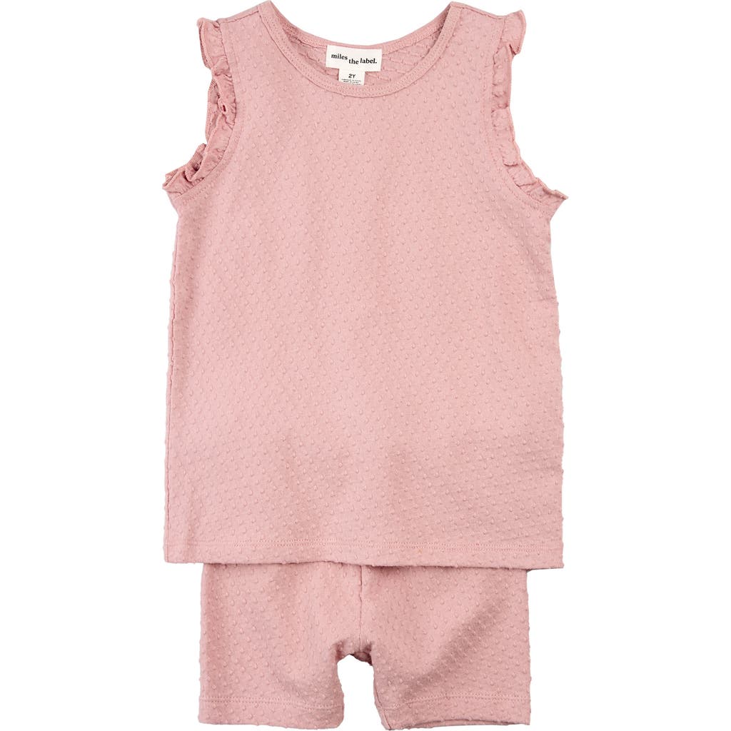 Miles The Label Rose Dot Sleeveless Jersey Shirt & Shorts In Pink