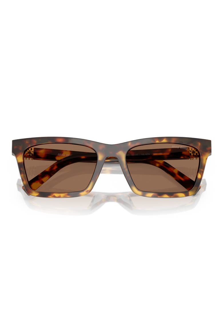55mm Rectangular Sunglasses, Main, color, HONEY HAVANA / DARK BROWN