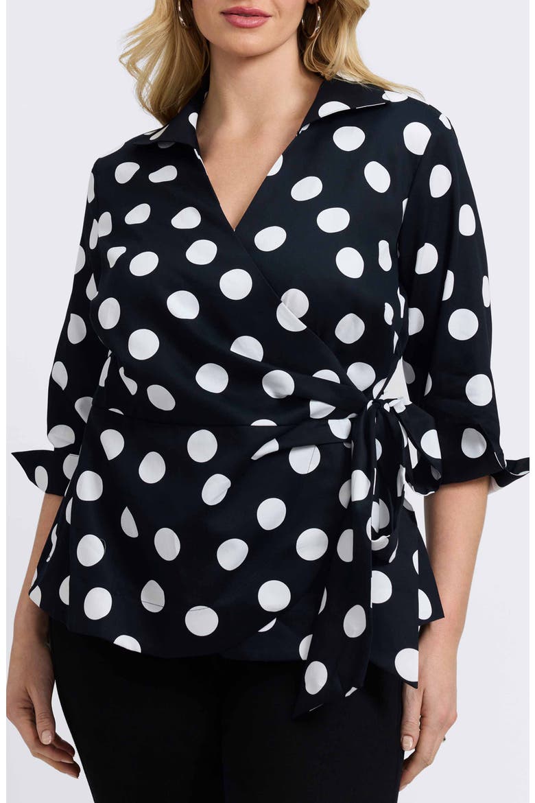 Salina Polka Dot Cotton Wrap Top, Main, color, BLACK/ WHITE