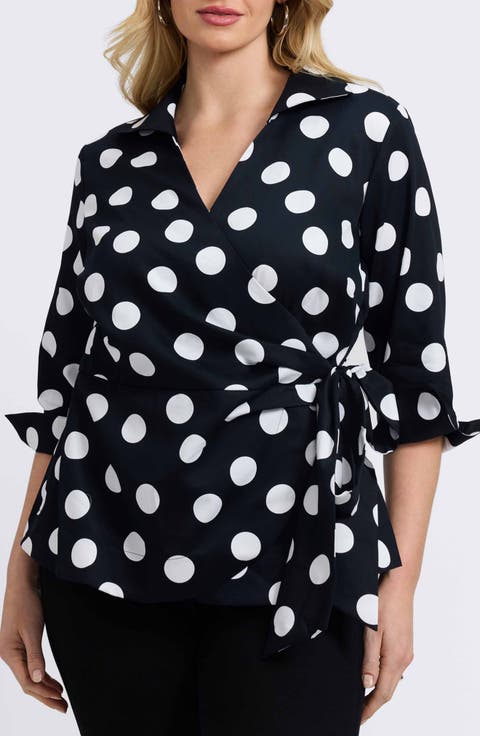 Salina Polka Dot Cotton Wrap Top