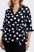 Foxcroft Salina Polka Dot Cotton Wrap Top