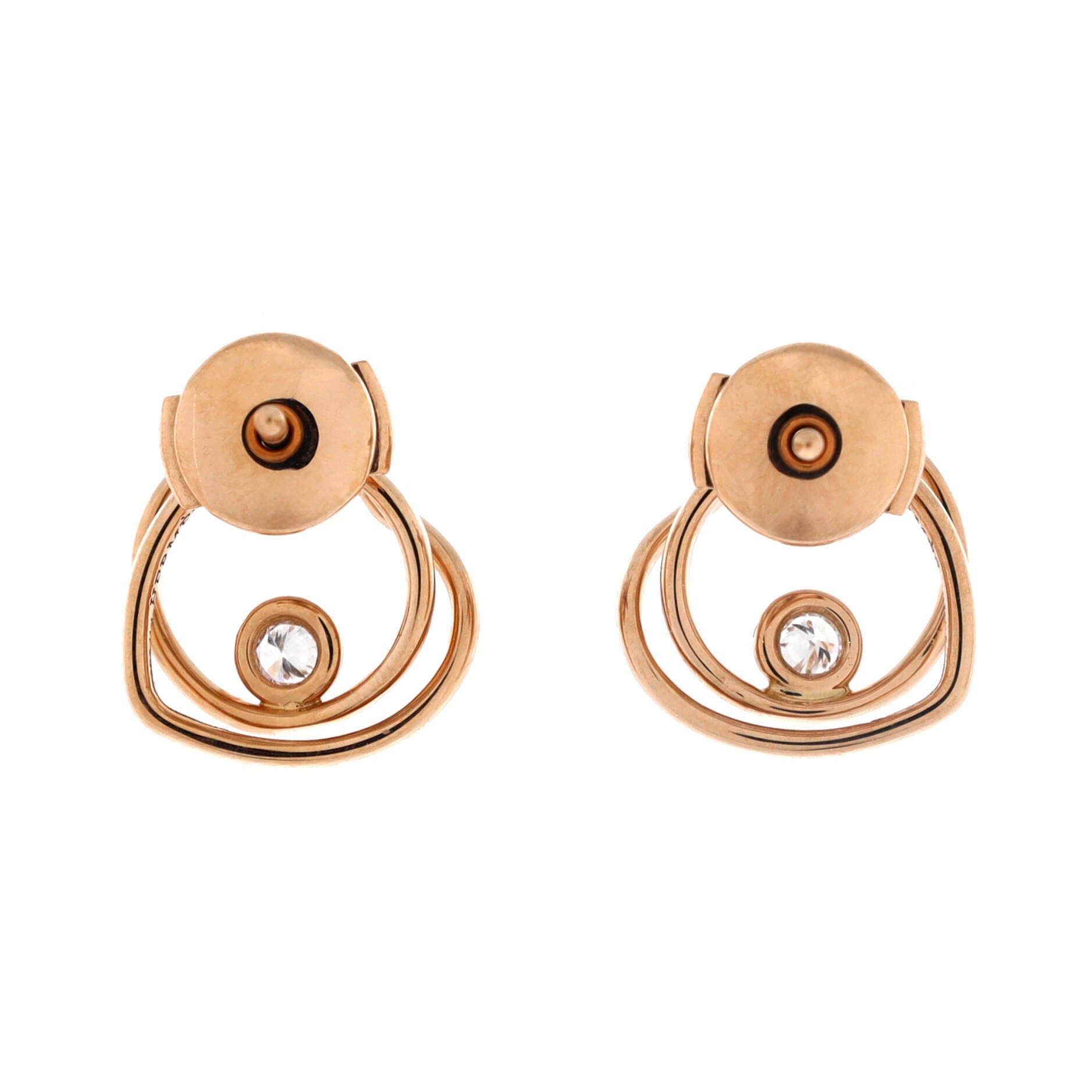 Pre-Owned Hermes Vertige Coeur Stud Earrings 18K Rose Gold with Diamond TPM, Alternate, color, Rose Gold
