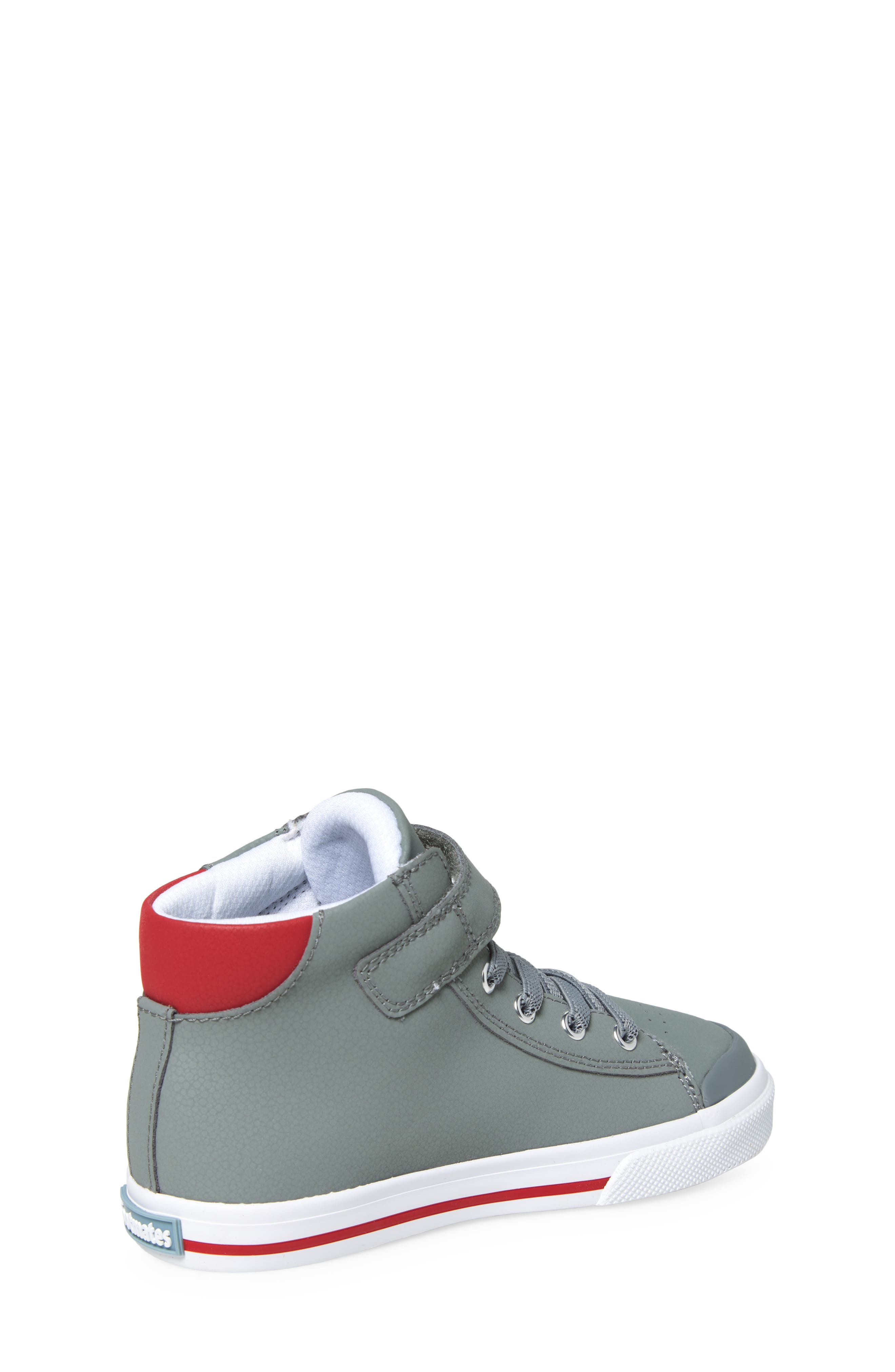 Footmates Kids' Riley High Top Sneaker, Alternate, color, Gray/ Red