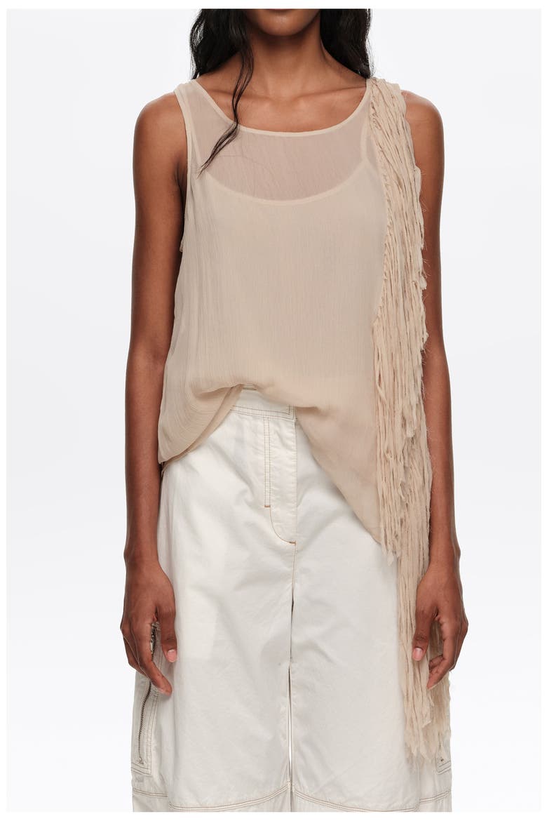 Strappy Frayed Edge Top, Main, color, SAND