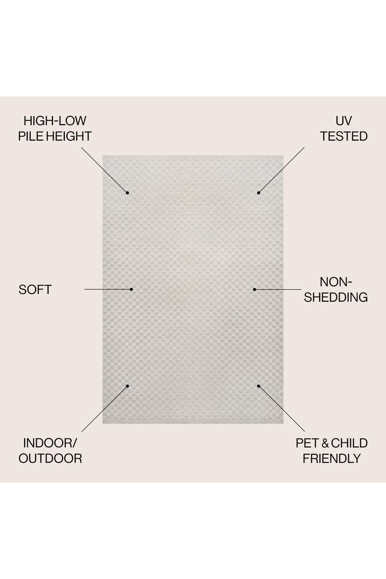 Finn High-Low Modern Minimalist Checkered Monotone Area Rug, Alternate, color, Ivory/Cream