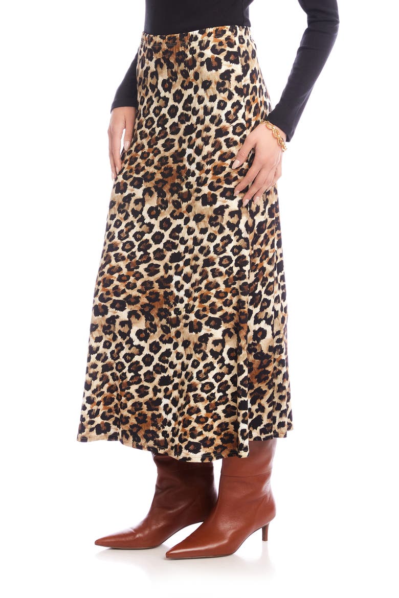 Leopard Print Side Slit Midi Skirt, Alternate, color, LEOPARD