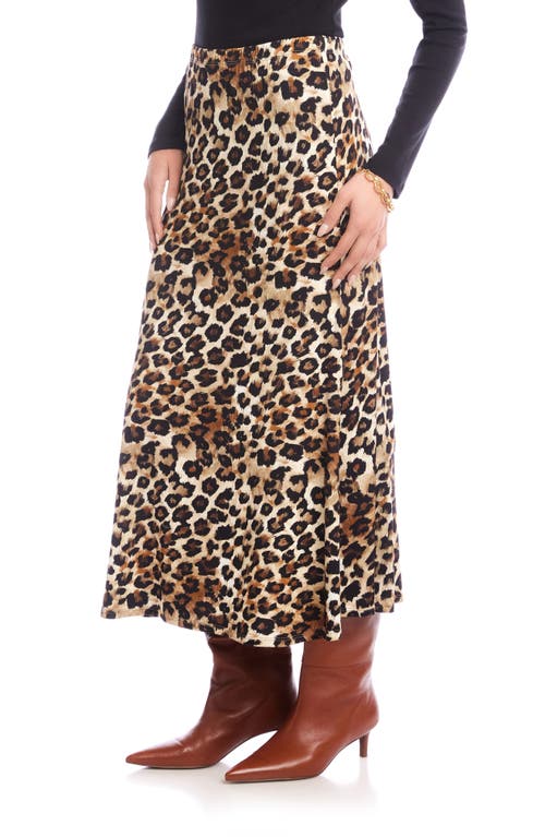 Karen Kane Leopard Print Side Slit Midi Skirt In Multi