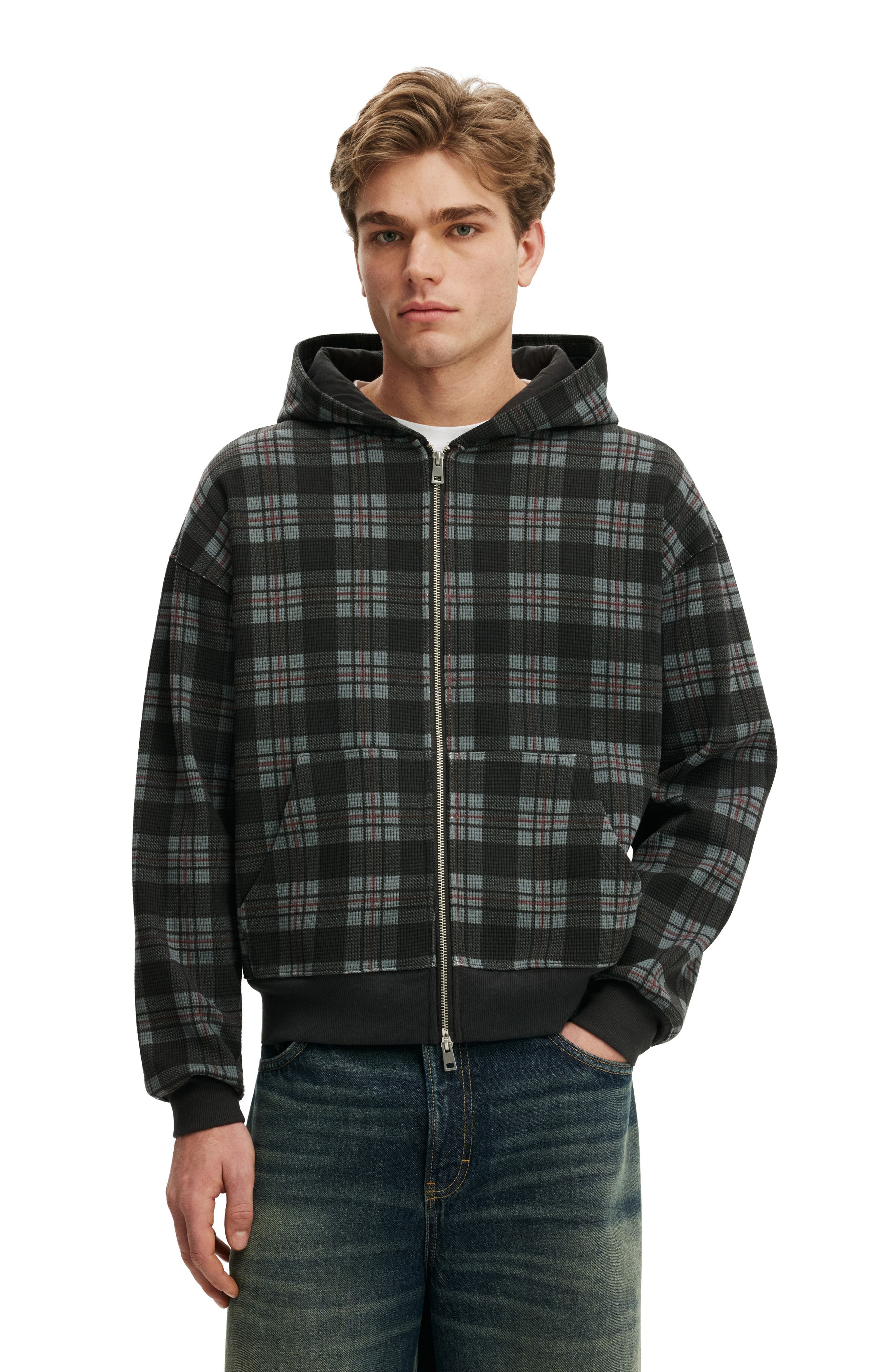selected Washed Black Check