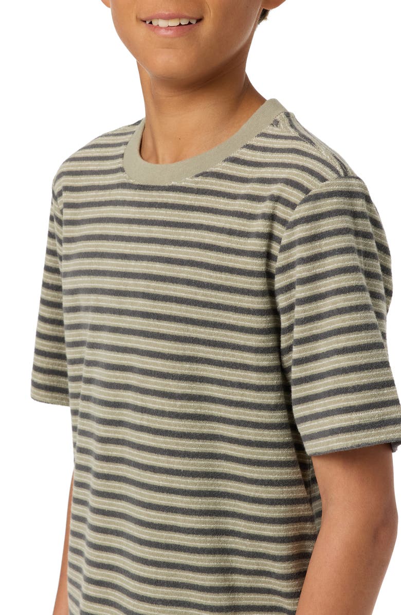 O'Neill Kids' Frontiers Stripe Terry Cloth T-Shirt, Alternate, color, Seagrass